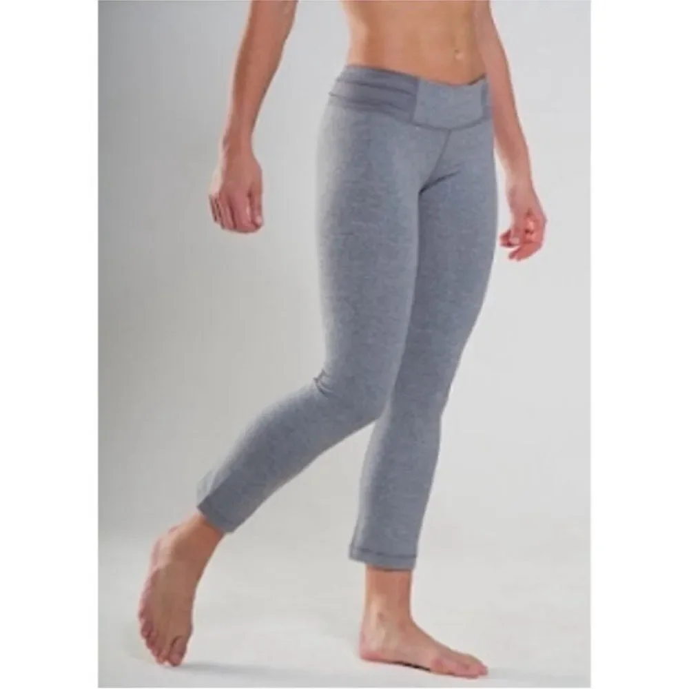Lululemon Mudra Pants Ruched Waist Yoga Leggings‎ Heather Blurred Sz 4